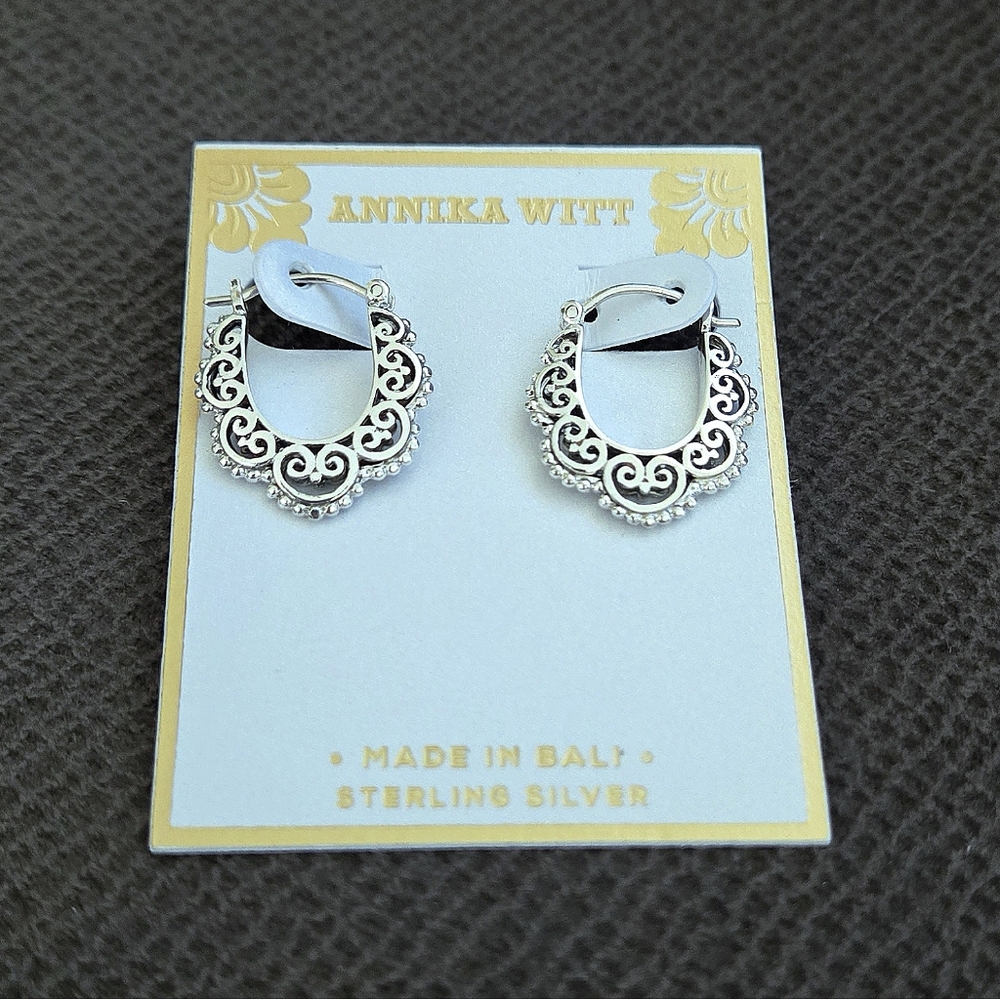 Annika Witt Small Sterling Silver🤍 Bali🇲🇨 Tribal Earrings - Picture 11 of 16